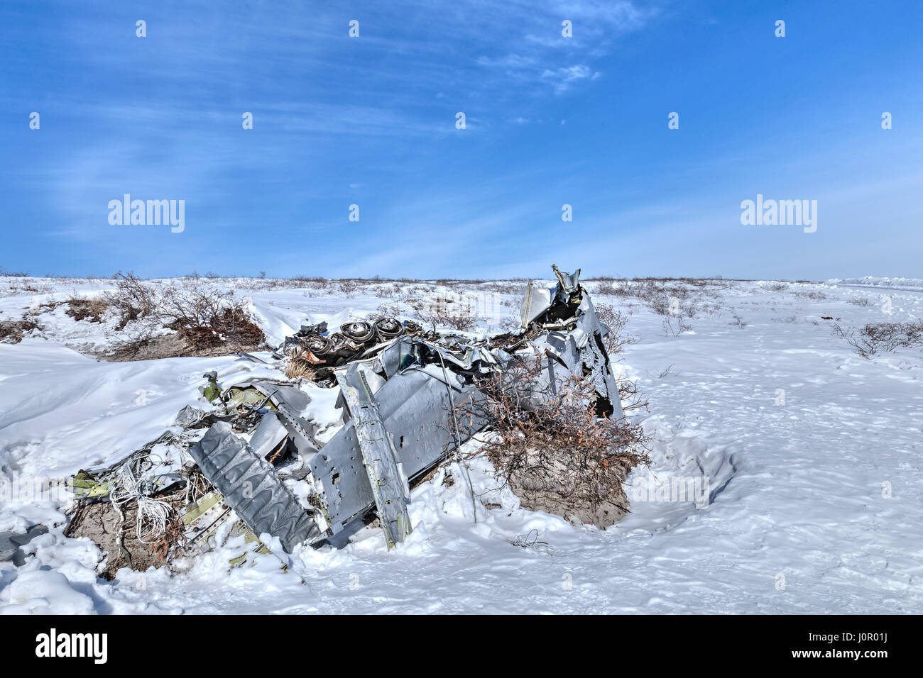 Relitto aereo vicino a Kangerlussuaq, Circolo Polare Artico, Groenlandia, Europa Foto Stock