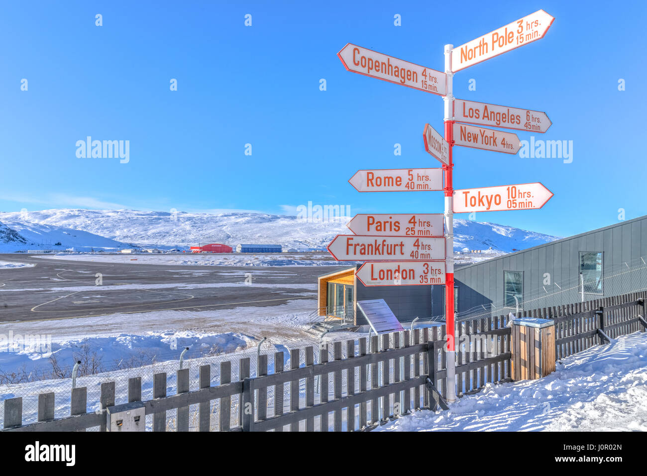 Aeroporto di Kangerlussuaq, Circolo Polare Artico, Groenlandia, Europa Foto Stock