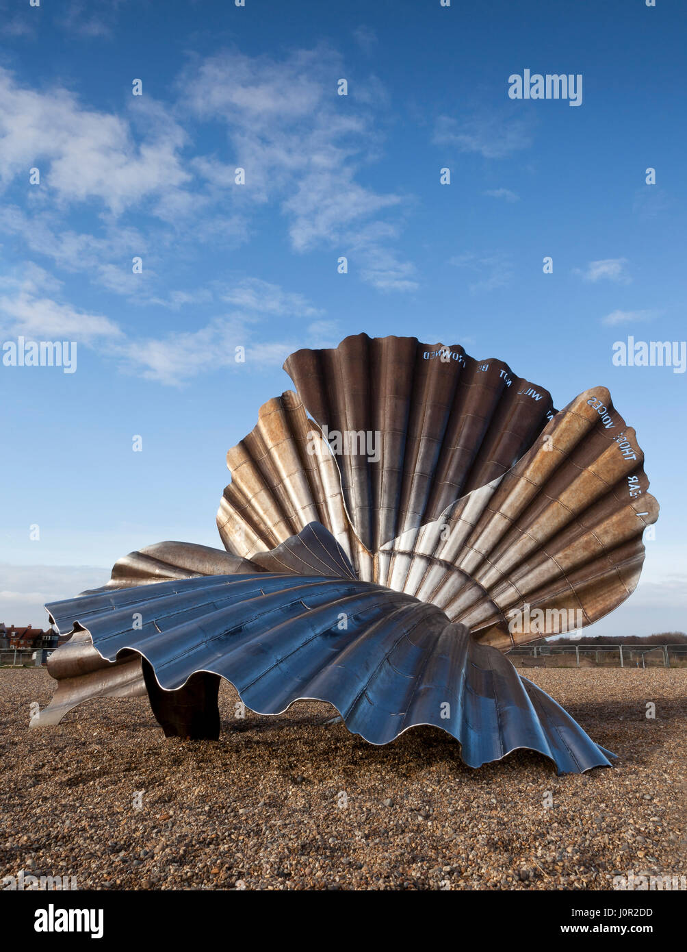 Scaloppina scultura della Shell. Aldeborough, Suffolk, Regno Unito Foto Stock