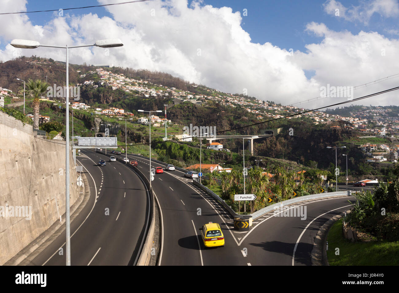 Il sistema VR1 autostrada a Madera, parte della vasta nuova infrastruttura finanziati dall Unione europea concedono denaro Foto Stock