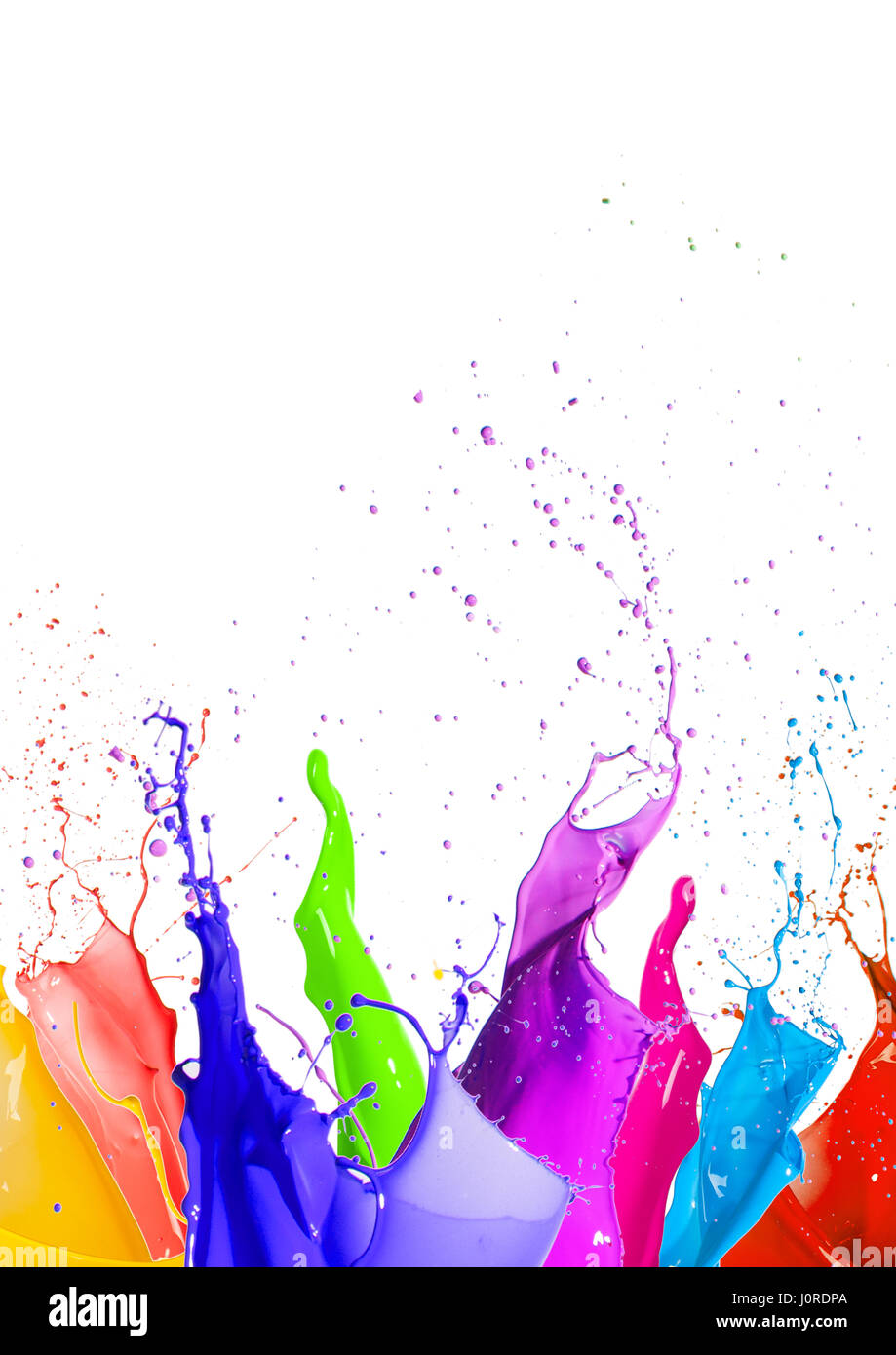 Gli spruzzi di vernice di diversi colori su sfondo bianco Foto stock - Alamy