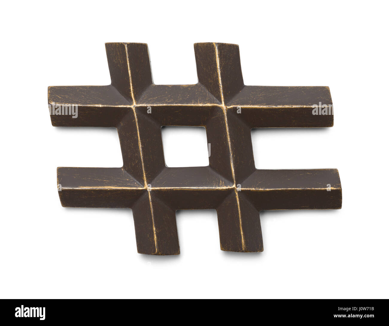 Metallo simbolo Hashtag isolato su uno sfondo bianco. Foto Stock