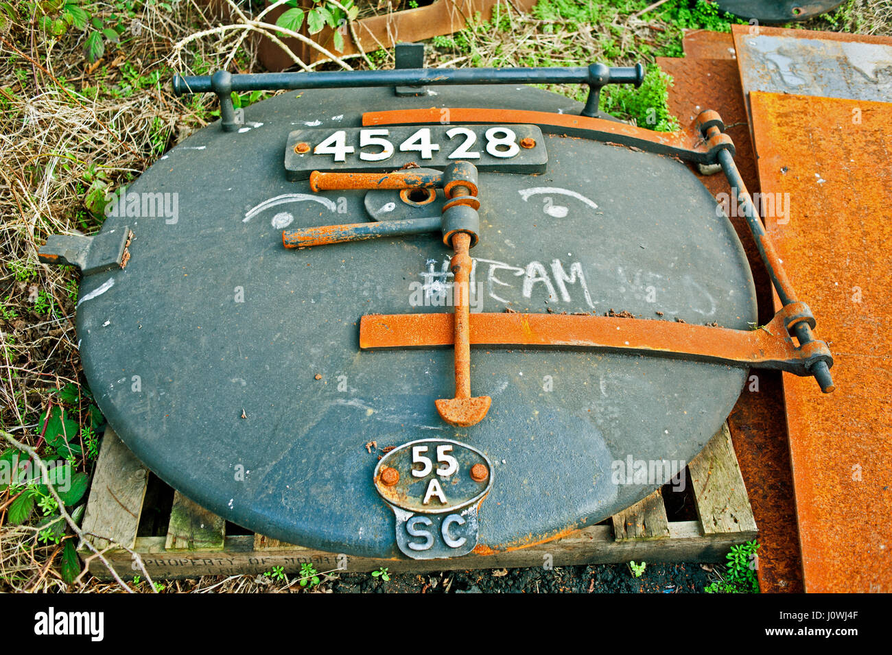 Porta Smokebox da Nero 5 n. 45428 a Grosmont, North Yorkshire Moors Railway Foto Stock