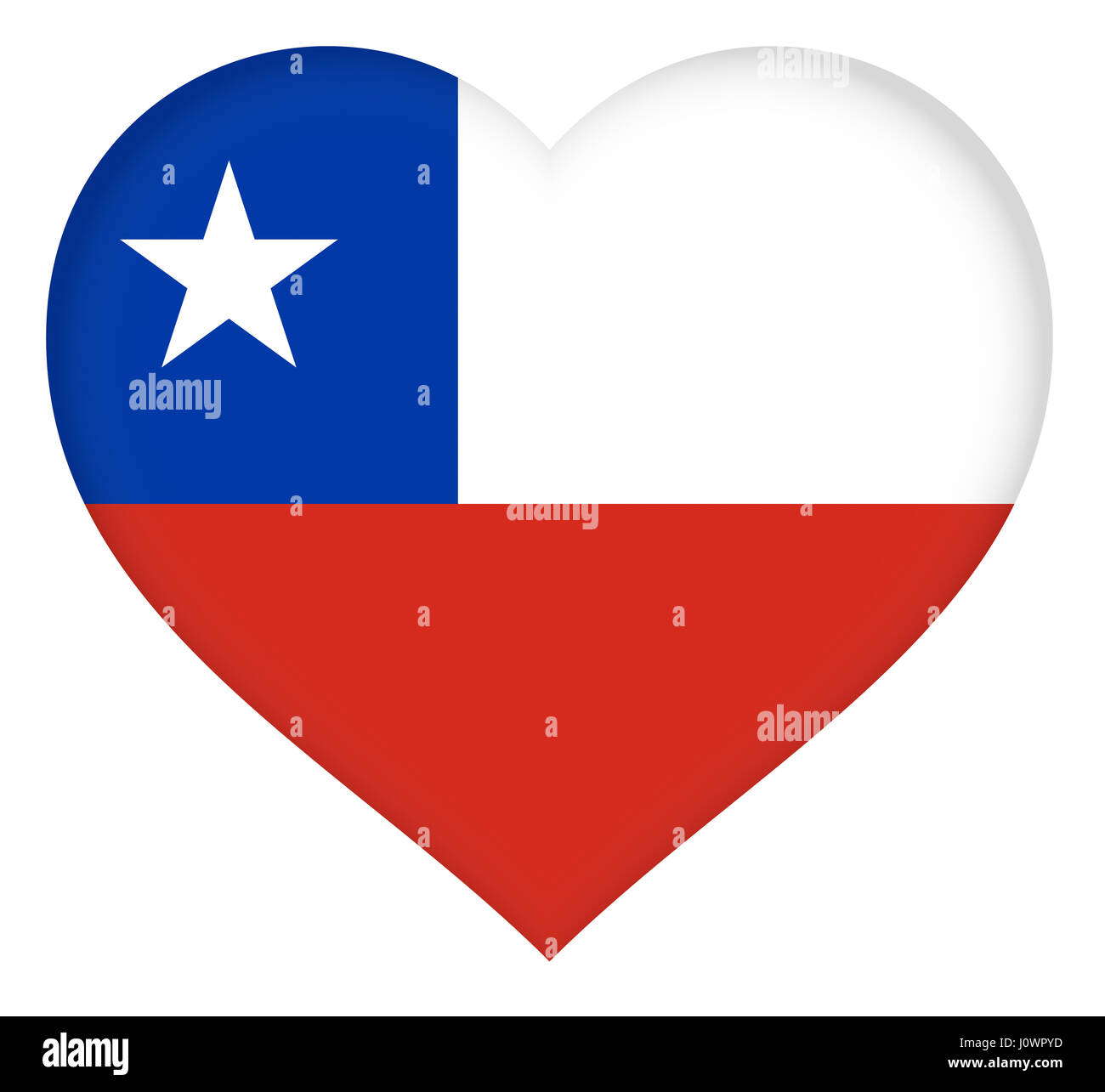 Illustrazione della bandiera del Cile conformata come un cuore Foto Stock