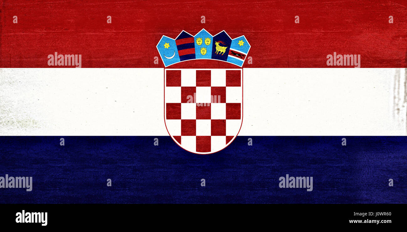 Illustrazione della bandiera della Croazia con una texture grunge Foto Stock