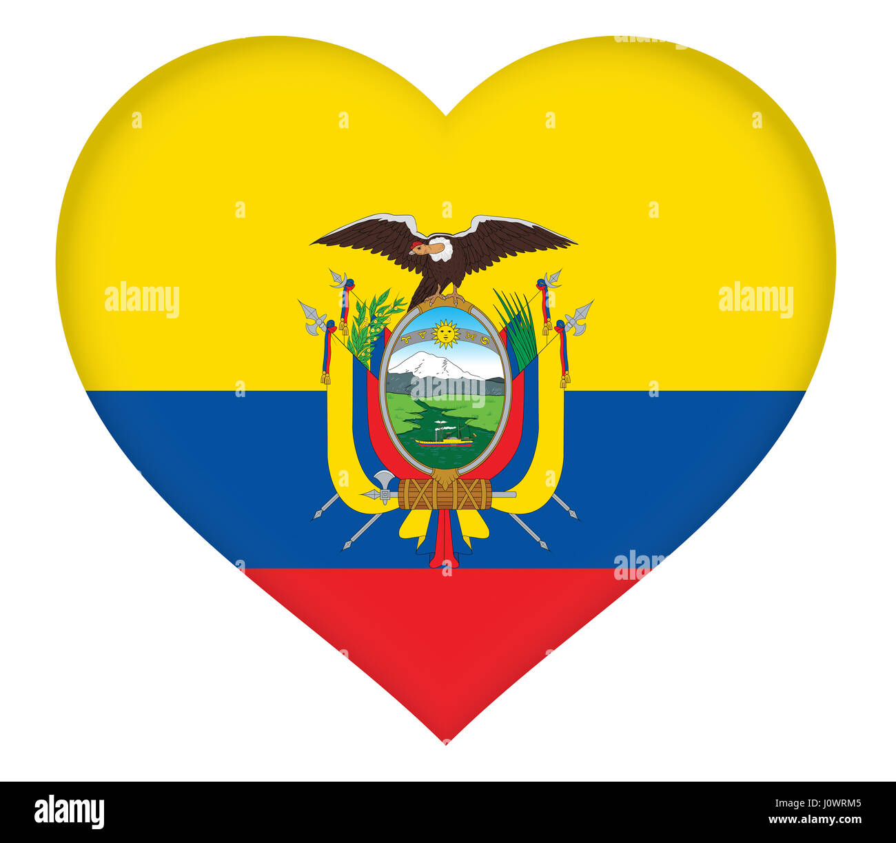 Illustrazione della bandiera dell'Ecuador conformata come un cuore Foto Stock