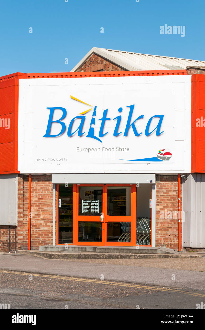 La Baltika Orientale supermercato alimentare in King's Lynn, Norfolk Foto Stock
