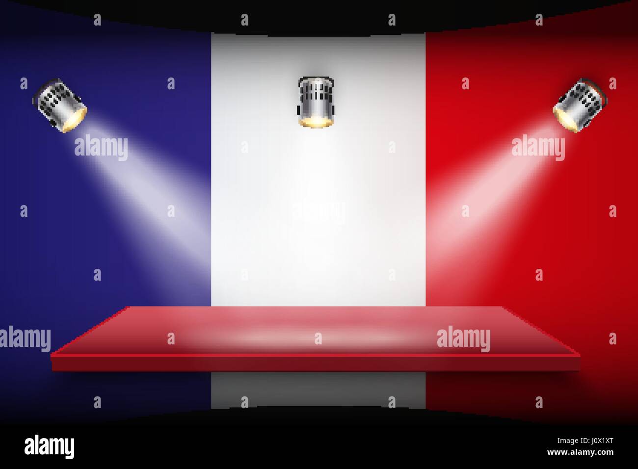 Bandiera della Francia e della piattaforma. Illustrazione Vettoriale
