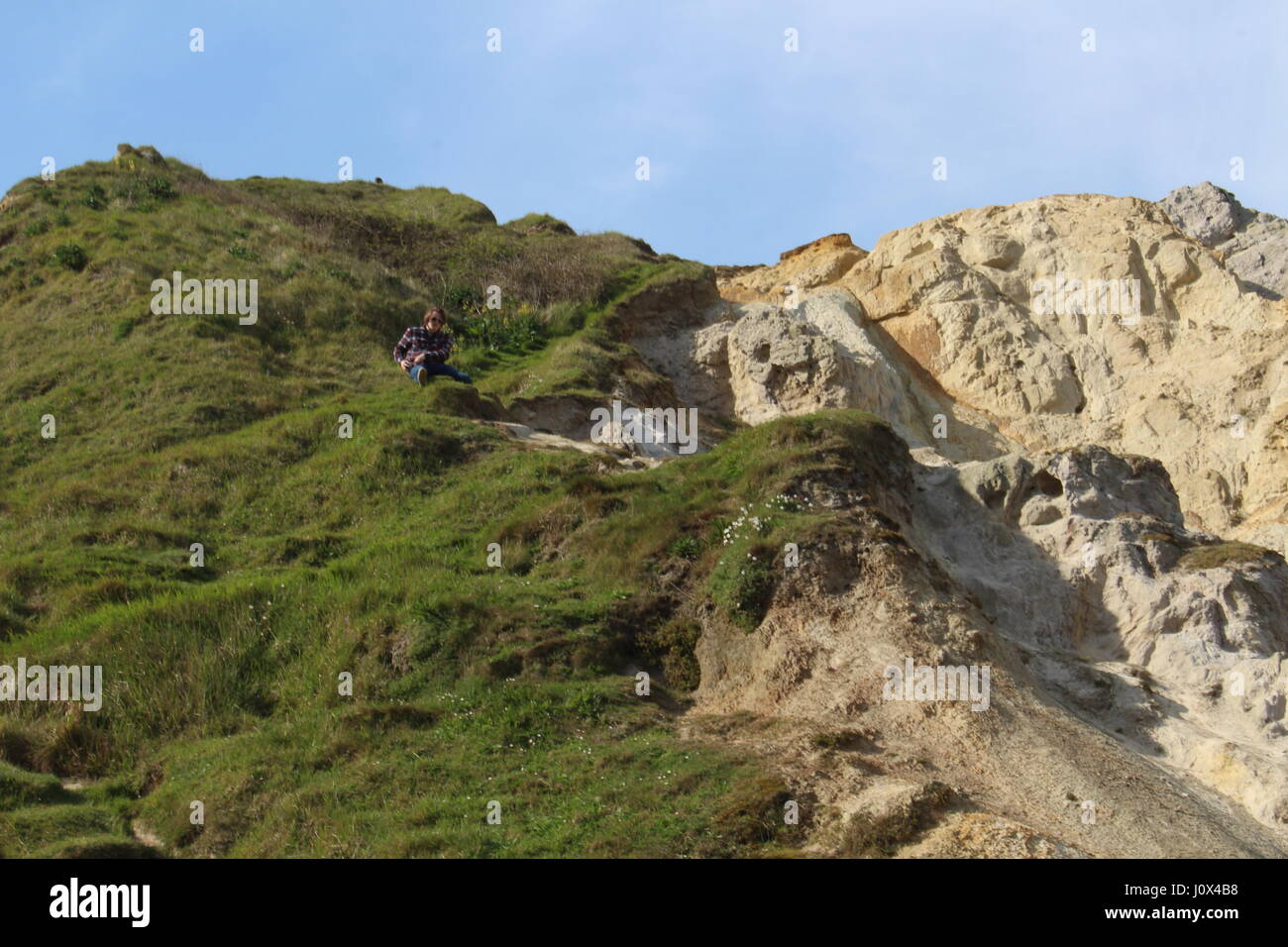 Porta di Durdle beach e la fascia costiera lungo la Jurassic Coast, Dorset. Foto Stock