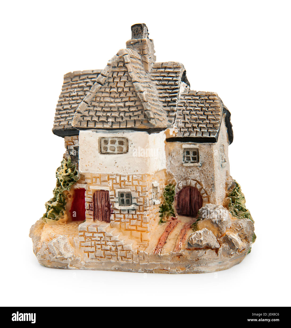 Toy casa isolata su sfondo bianco Foto Stock