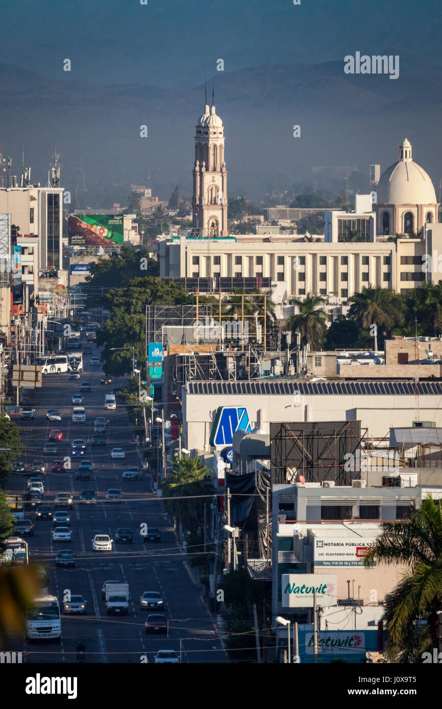 Il centro della città di Minatitlan, Sinaloa, Messico. Foto Stock