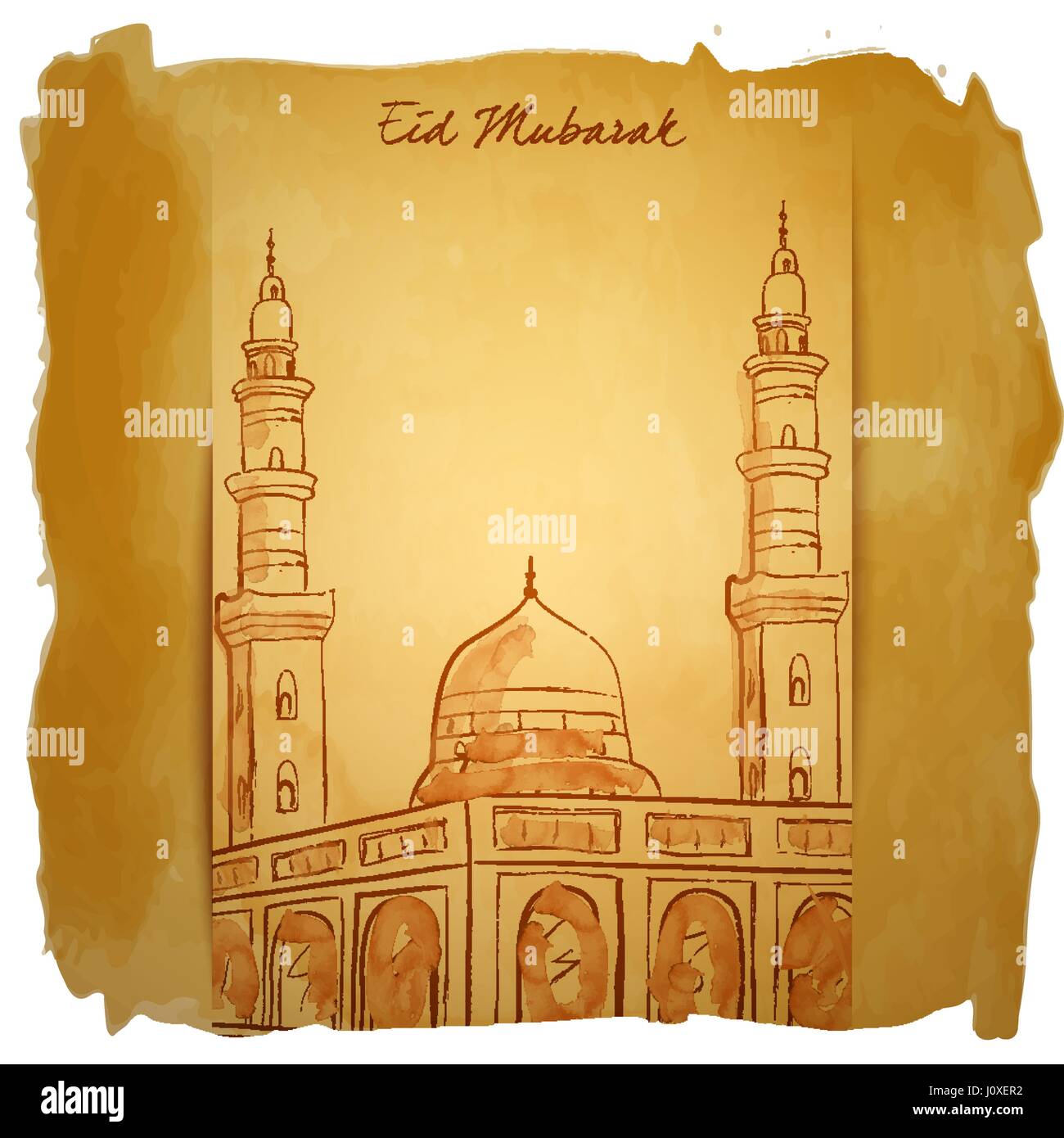 Vettore moschea schizzo design islamico beckground Eid Mubarak Illustrazione Vettoriale