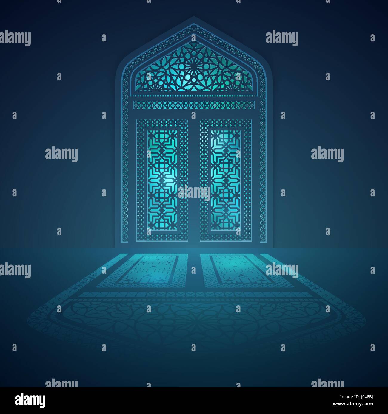 Sfondo islamico moschea design finestra con luce ombra Illustrazione Vettoriale