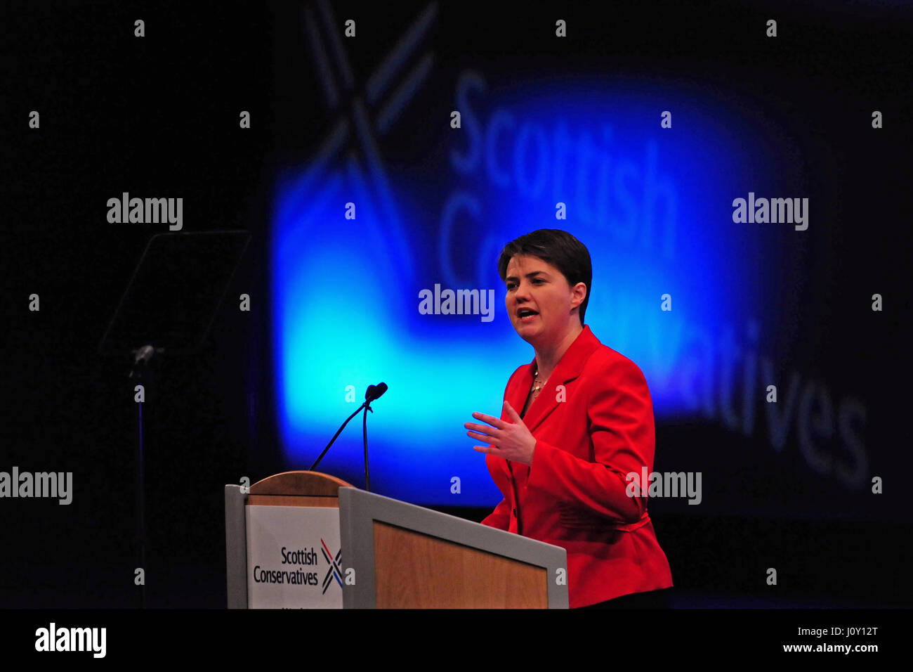 Scottish leader conservatore Ruth Davidson dà il suo discorso alla conferenza di partito in Edinburgh Foto Stock