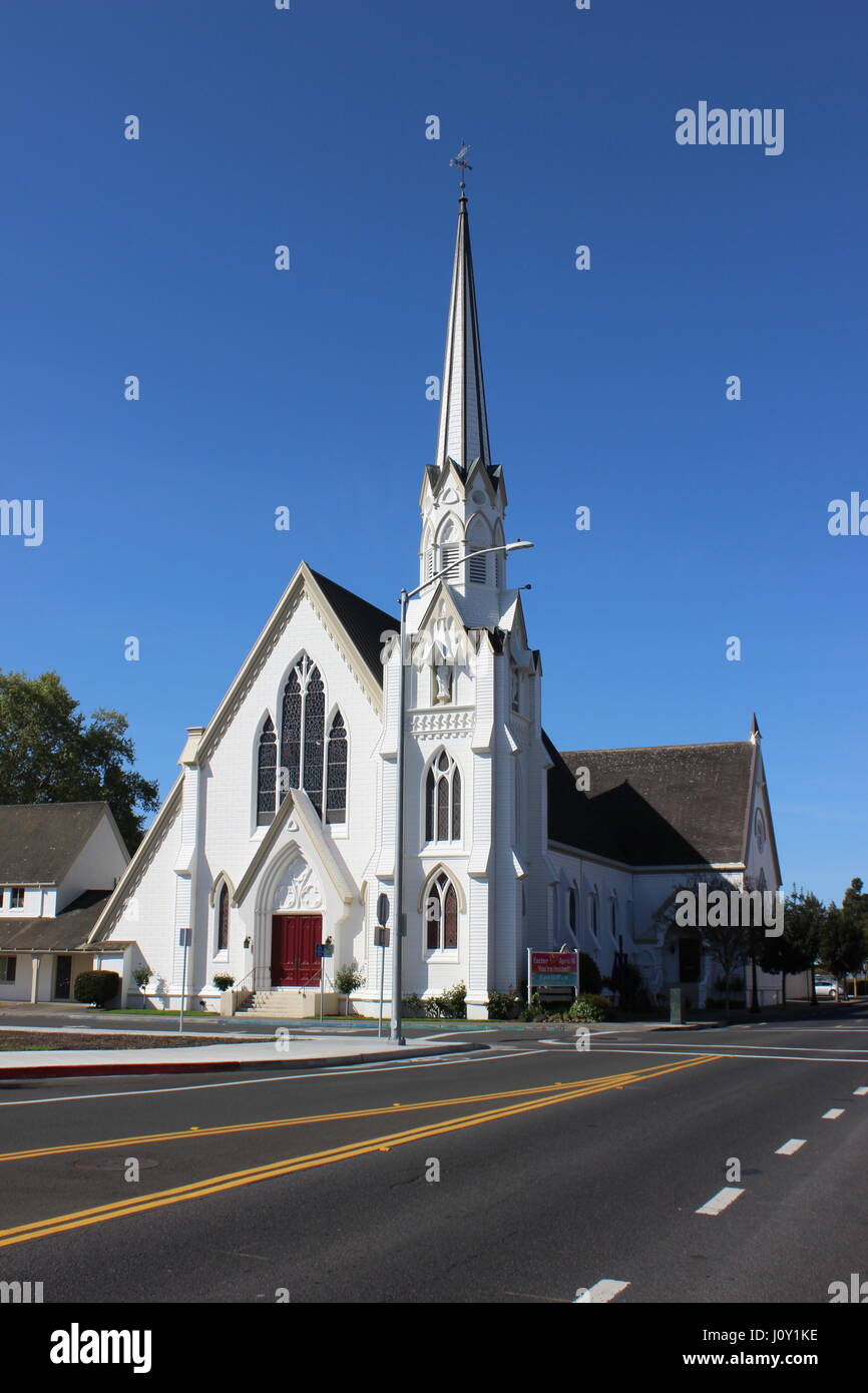 La prima Chiesa Presbiteriana, costruito nel 1874 in Napa California Foto Stock