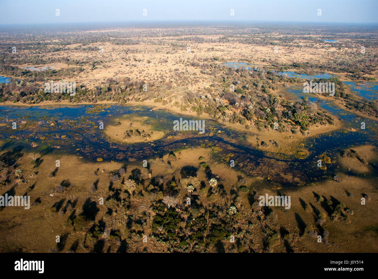 Vista aerea del delta dell'Okavango, Moremi Game Reserve, Botswana Foto Stock