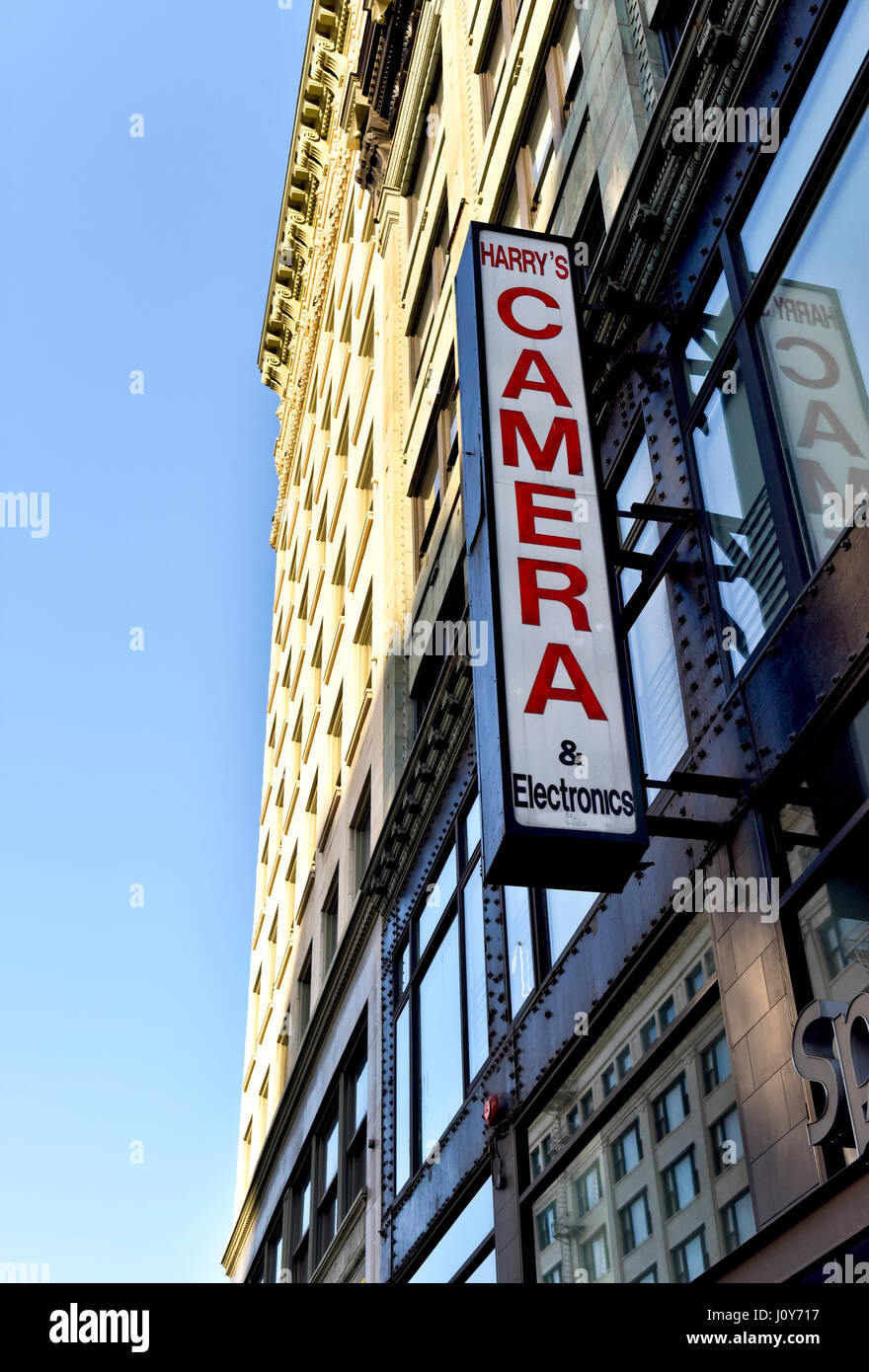 Un segno per Harry la telecamera e Elettronica nel centro di Los Angeles in California Foto Stock