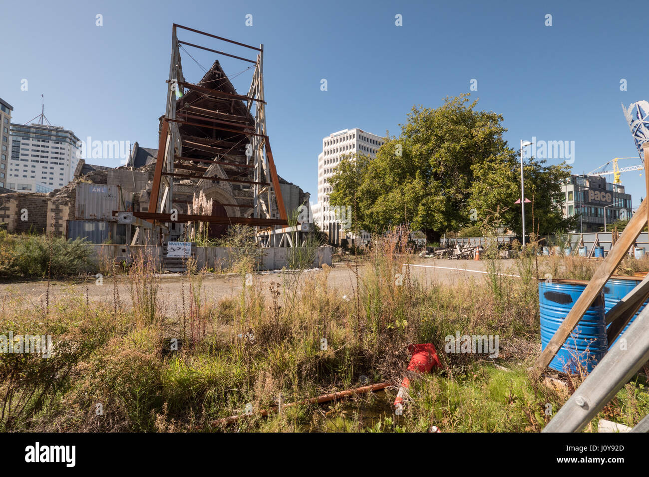 La cattedrale di Christchurch, Christchurch Nuova Zelanda danneggiato dopo il terremoto del 2011. Foto Stock