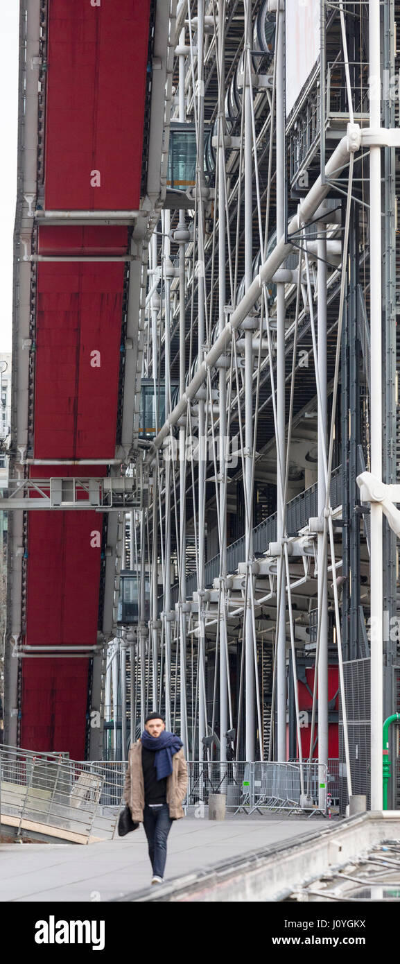 Ingresso facciata, Centro Georges Pompidou, Parigi, Francia Foto Stock
