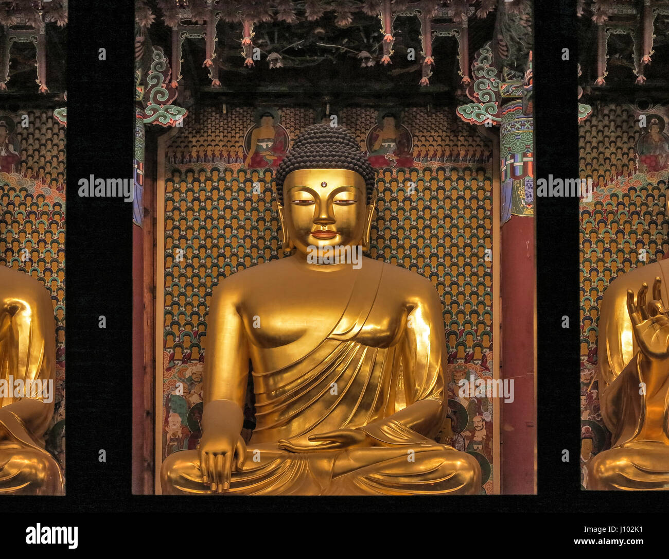 Statue di Buddha nel tempio Jogyesa Jongno Seoul COREA DEL SUD Foto Stock