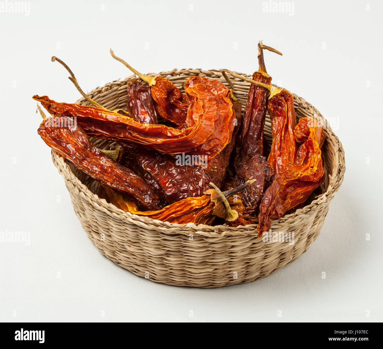 Aji amarillo seco, giallo secchi peperoncino dal Perù. Foto Stock
