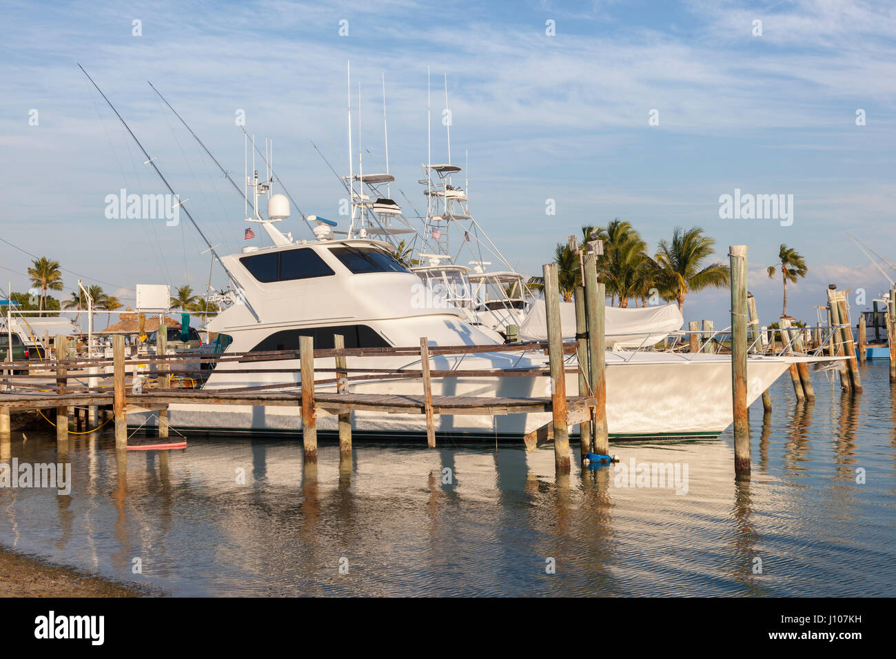 La pesca in mare profondo le barche nel porto turistico di Maratona chiave. Florida, Stati Uniti Foto Stock