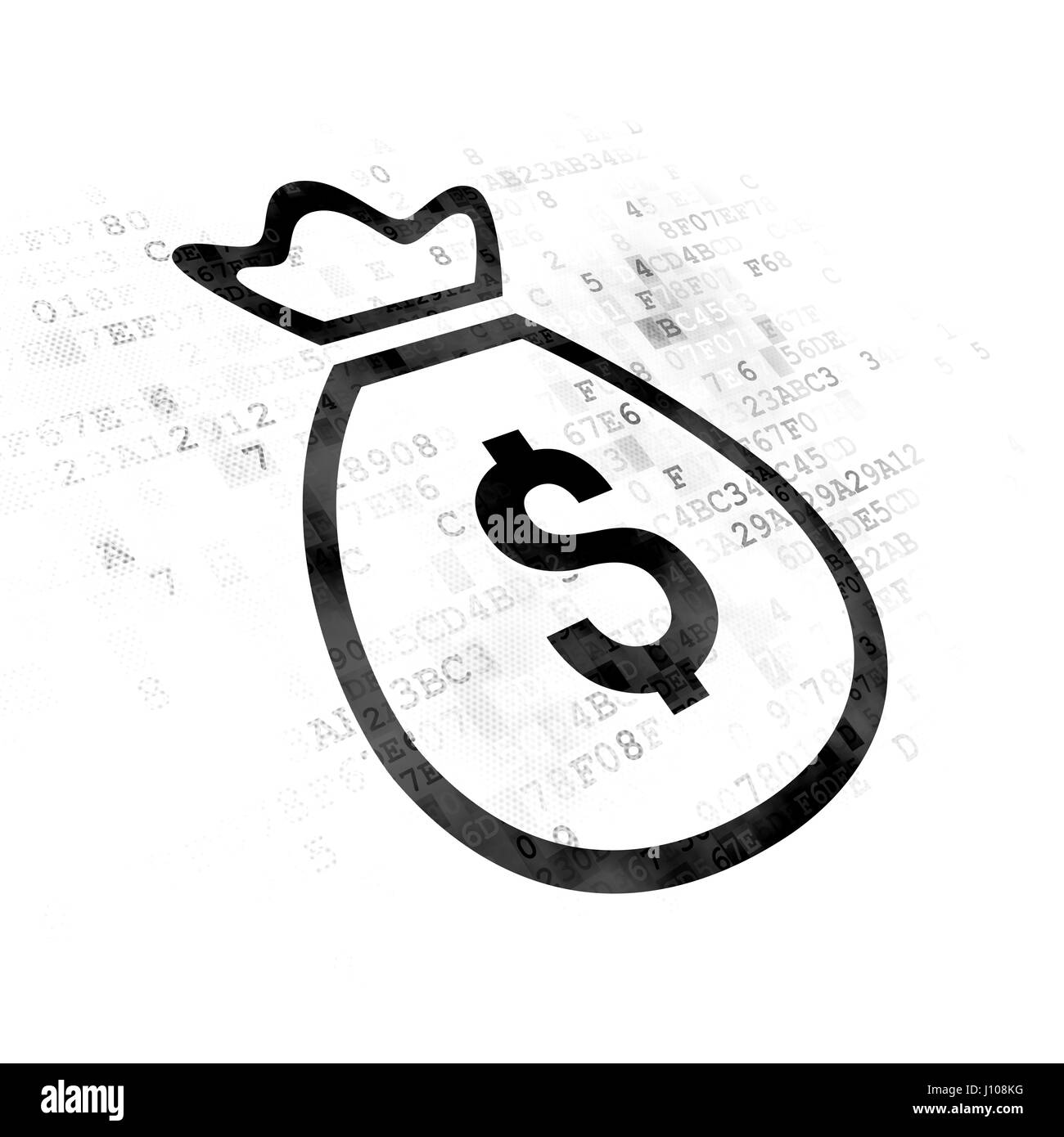 Concetto di denaro: sacco di denaro su sfondo digitale Foto Stock