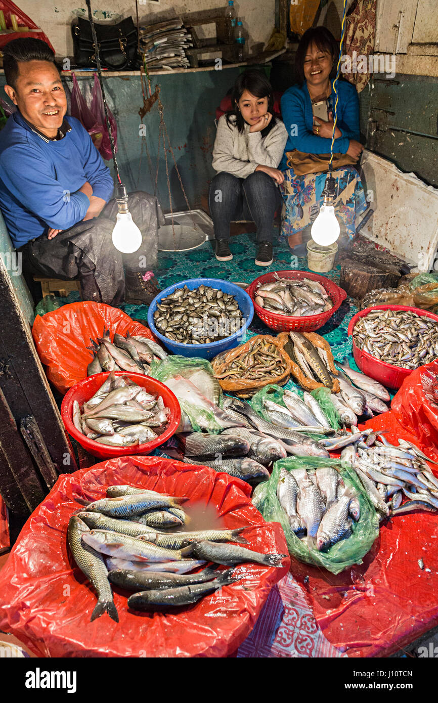 Mercato del Pesce di Shillong, Meghalaya, India Foto Stock
