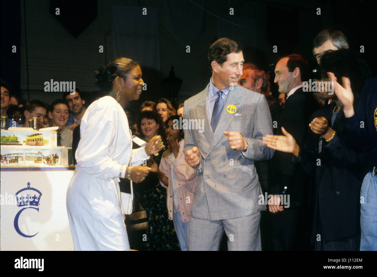 Il principe Charles quarantesimo compleanno in Birmingham per lanciare i capi giovani Business Trust nel 1988 Foto Stock