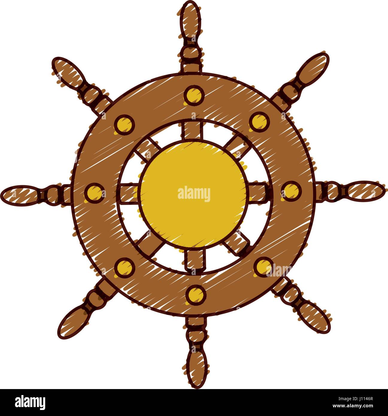 Colorati a mano il disegno della barca icona del timone Immagine e  Vettoriale - Alamy