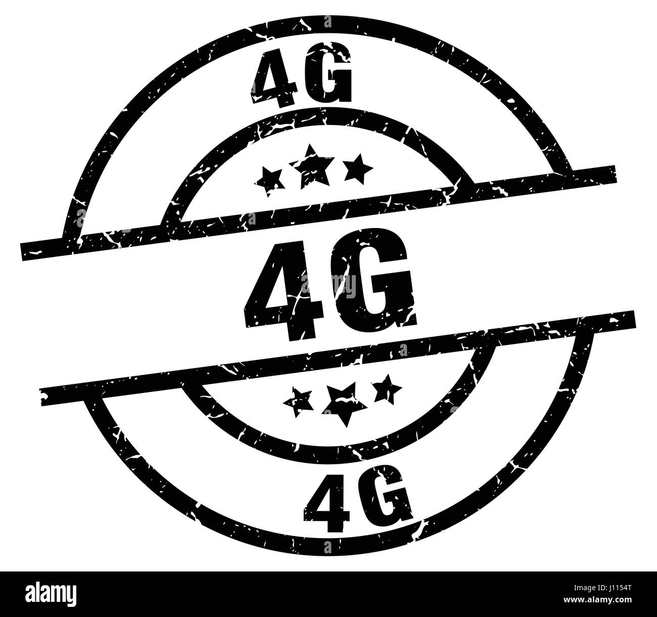 4g round grunge timbro nero Illustrazione Vettoriale