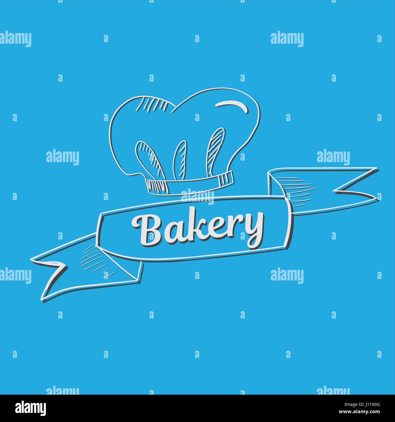 Disegnato a mano il testo da forno con chef s hat. Illustrazione Vettoriale