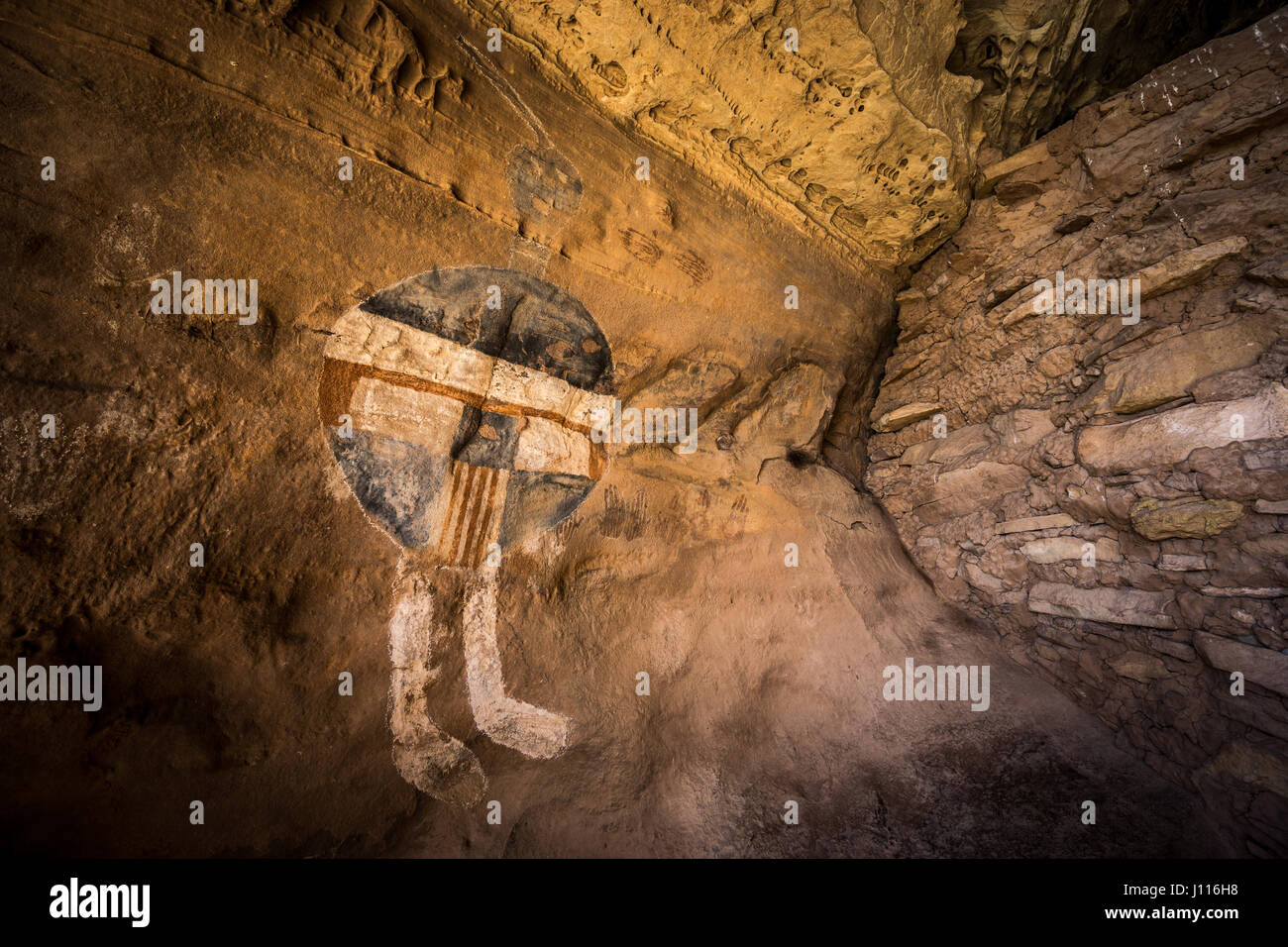 Tutti uomo americano il pittogramma, Salt Creek, il Parco Nazionale di Canyonlands, Utah. Foto Stock