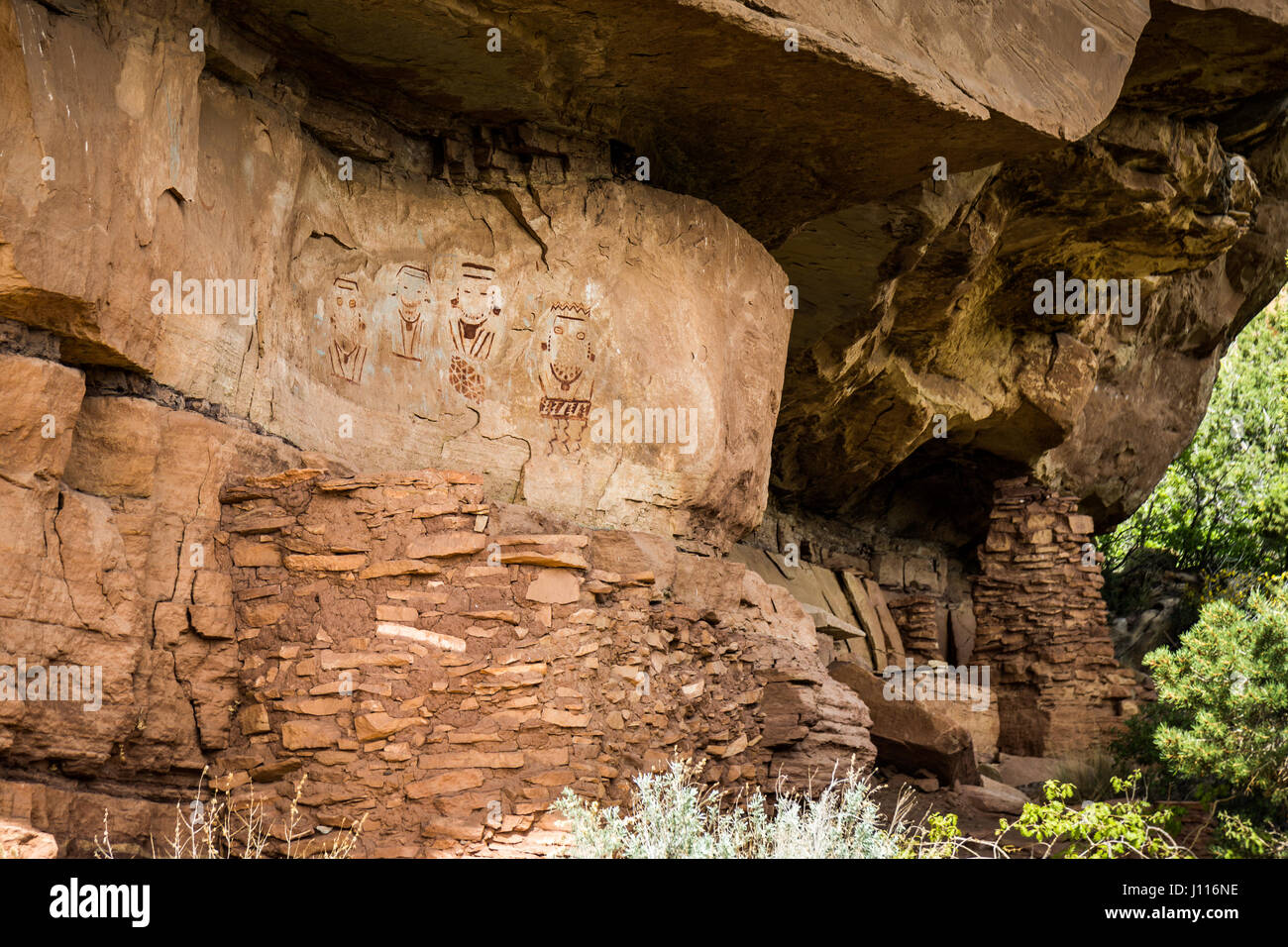 Quattro facce pittogramma, Salt Creek, il Parco Nazionale di Canyonlands, Utah. Foto Stock