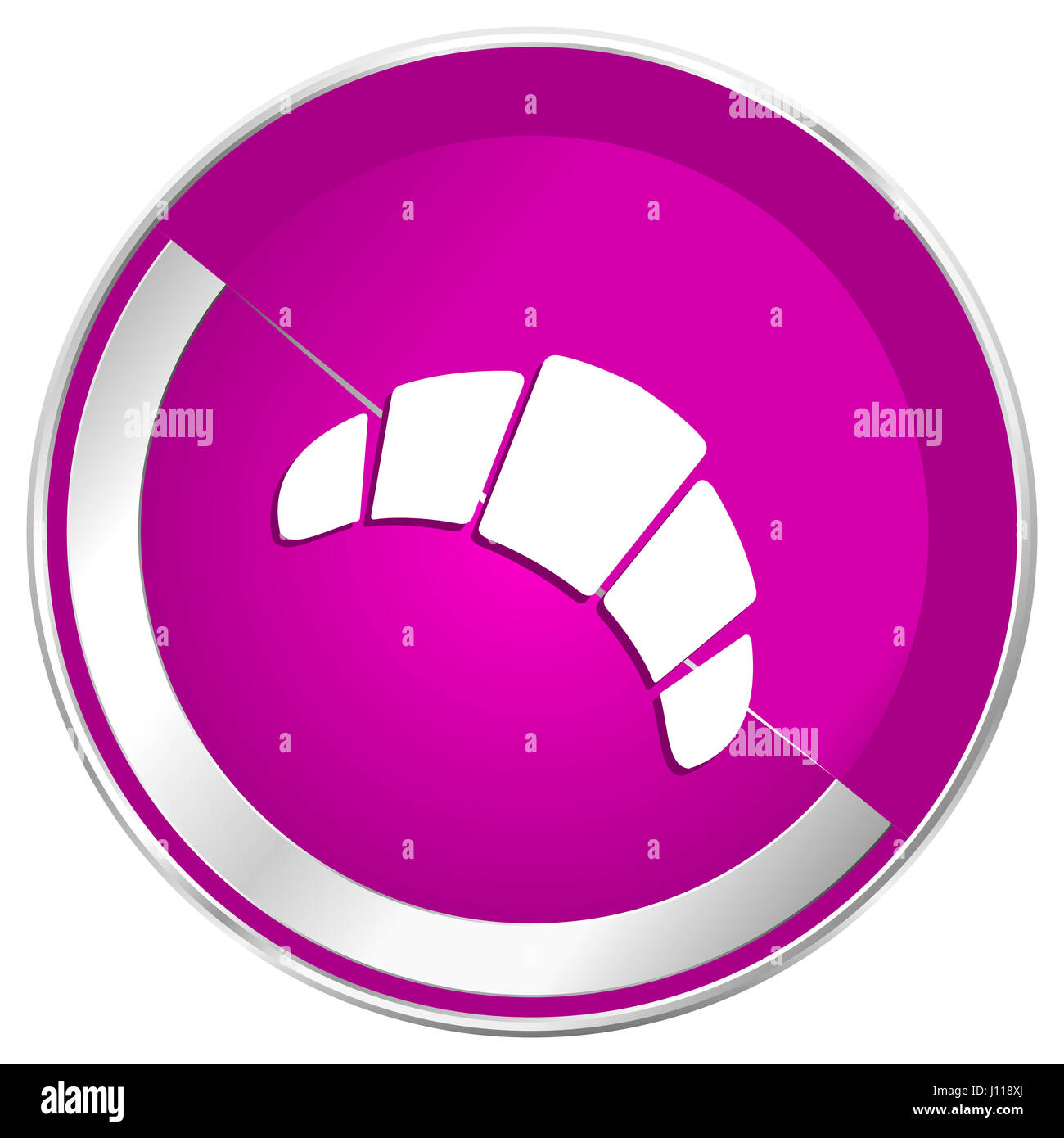 Croissant web design violet silver bordo metallico icona internet. Foto Stock