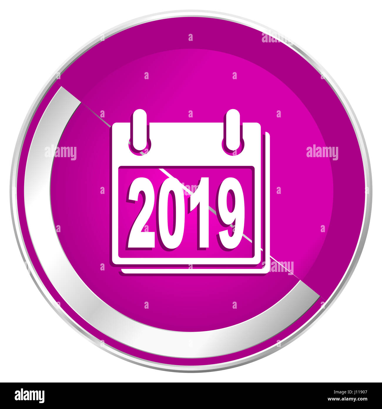 Anno Nuovo 2019 web design violet silver bordo metallico icona internet. Foto Stock