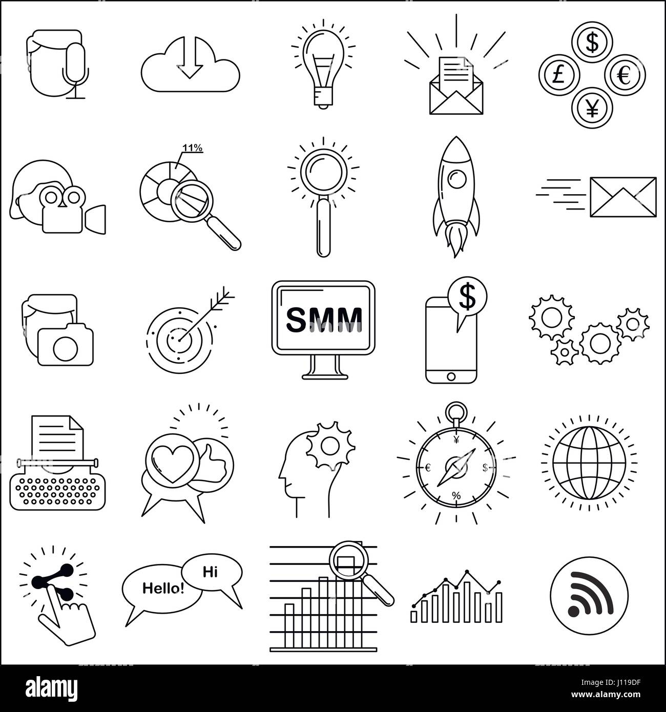 Il Social Media Marketing icone Illustrazione Vettoriale