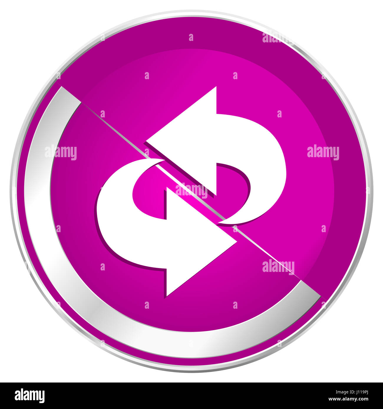 Rotazione web design violet silver bordo metallico icona internet. Foto Stock