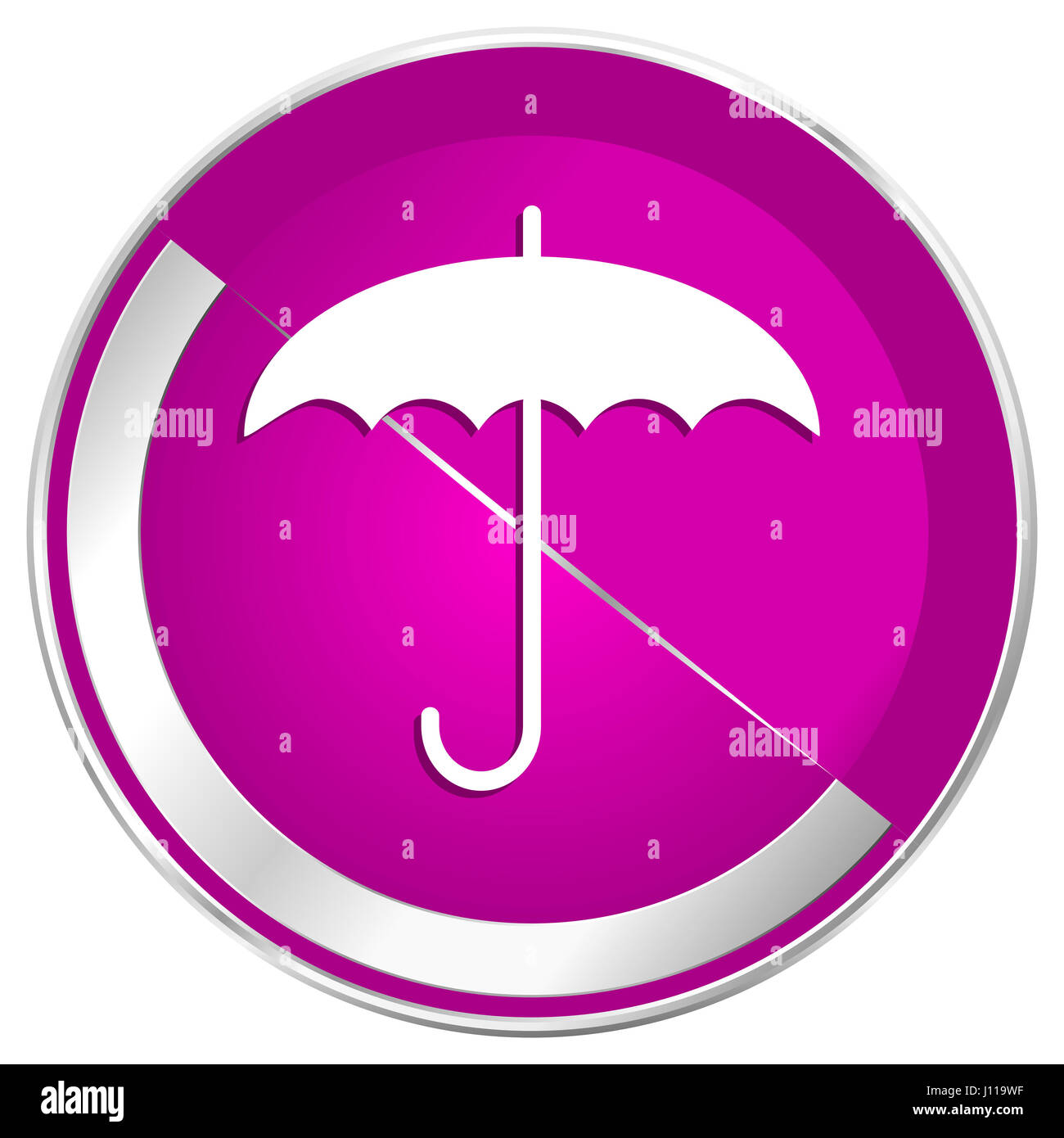 Ombrello web design violet silver bordo metallico icona internet. Foto Stock