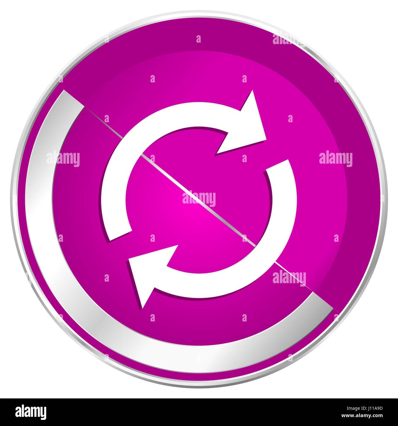 Ricaricare web design violet silver bordo metallico icona internet. Foto Stock