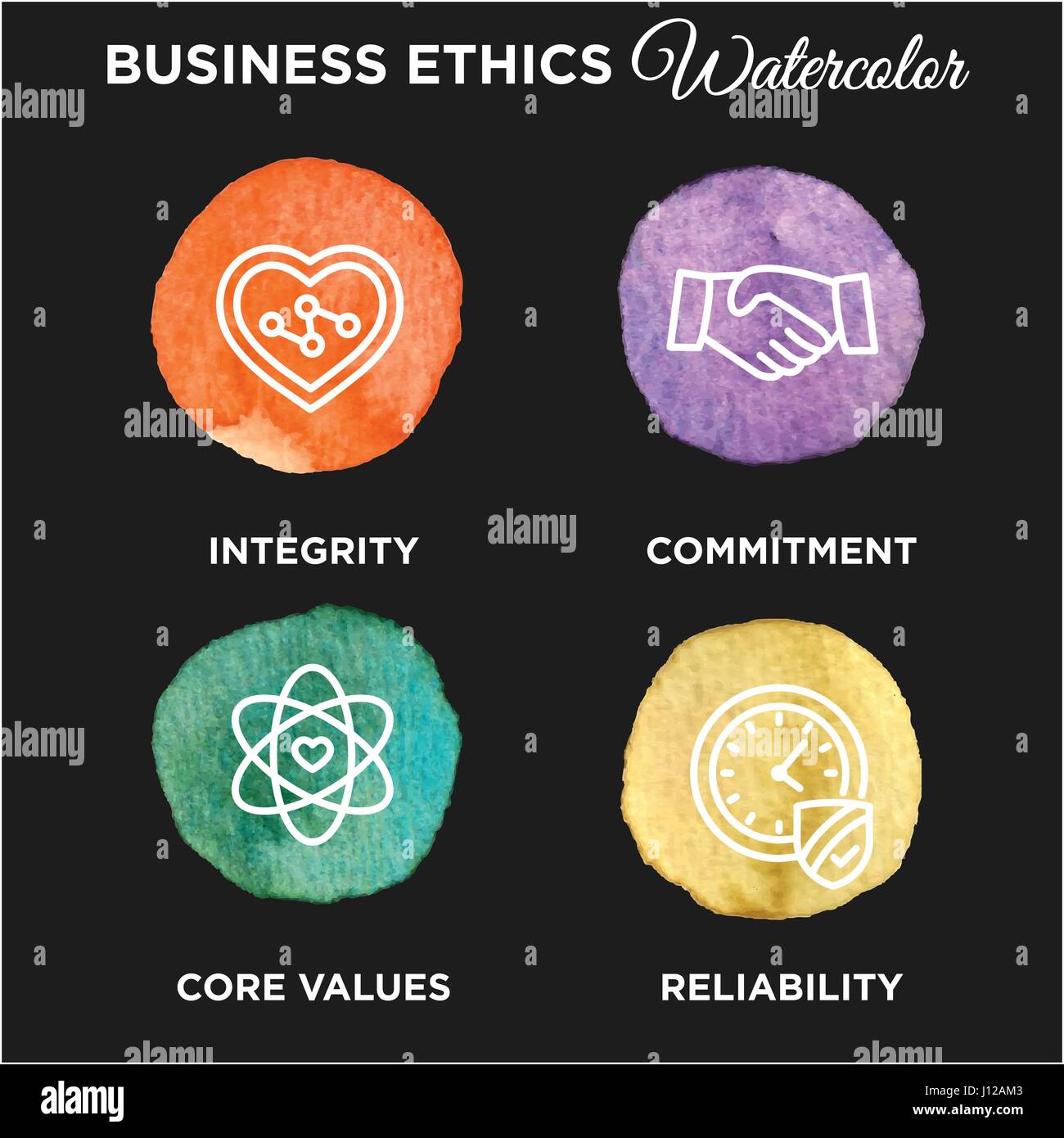 Business Ethics delineare icona impostare Illustrazione Vettoriale