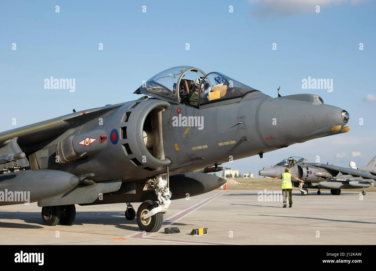 RAF Harrier GR.9's arrivato a Luqa , Malta en route home da un distacco di Cipro. Foto Stock
