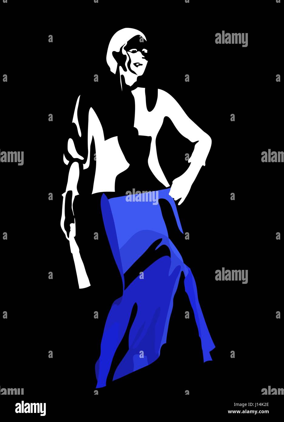 Vettore ragazza spagnola in abito rosso danze di flamenco Illustrazione Vettoriale