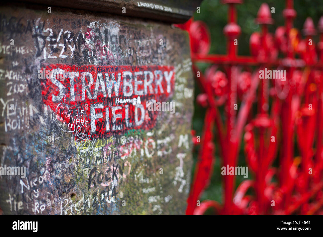 Sito della famosa Strawberry Fields nella città inglese di Liverpool, Regno Unito. Oggetto di una canzone dei Beatles Foto Stock