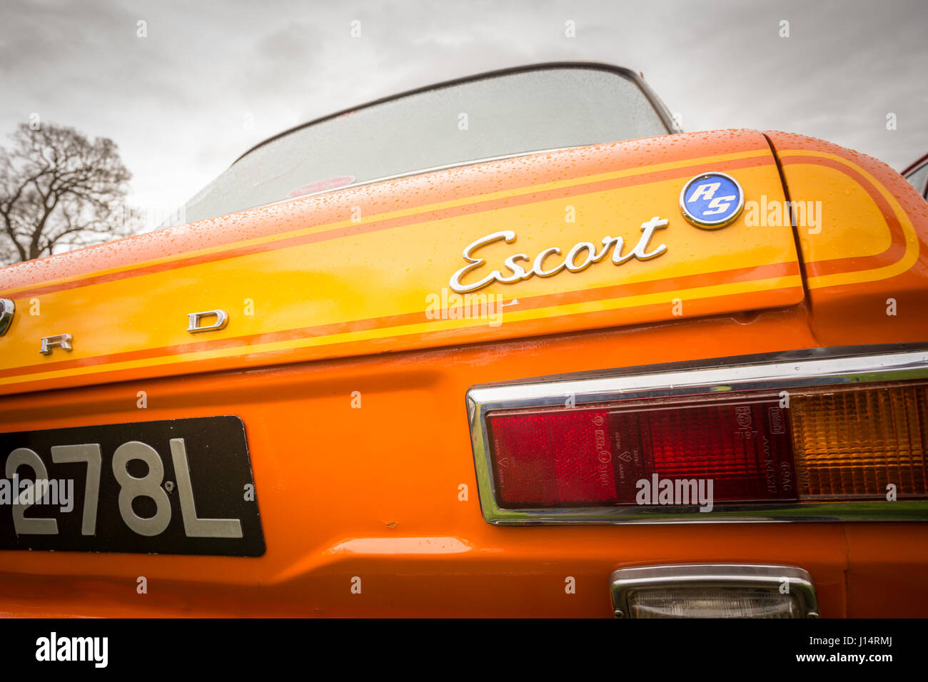 Vista posteriore di un vintage Ford Escort mark 1 Foto Stock