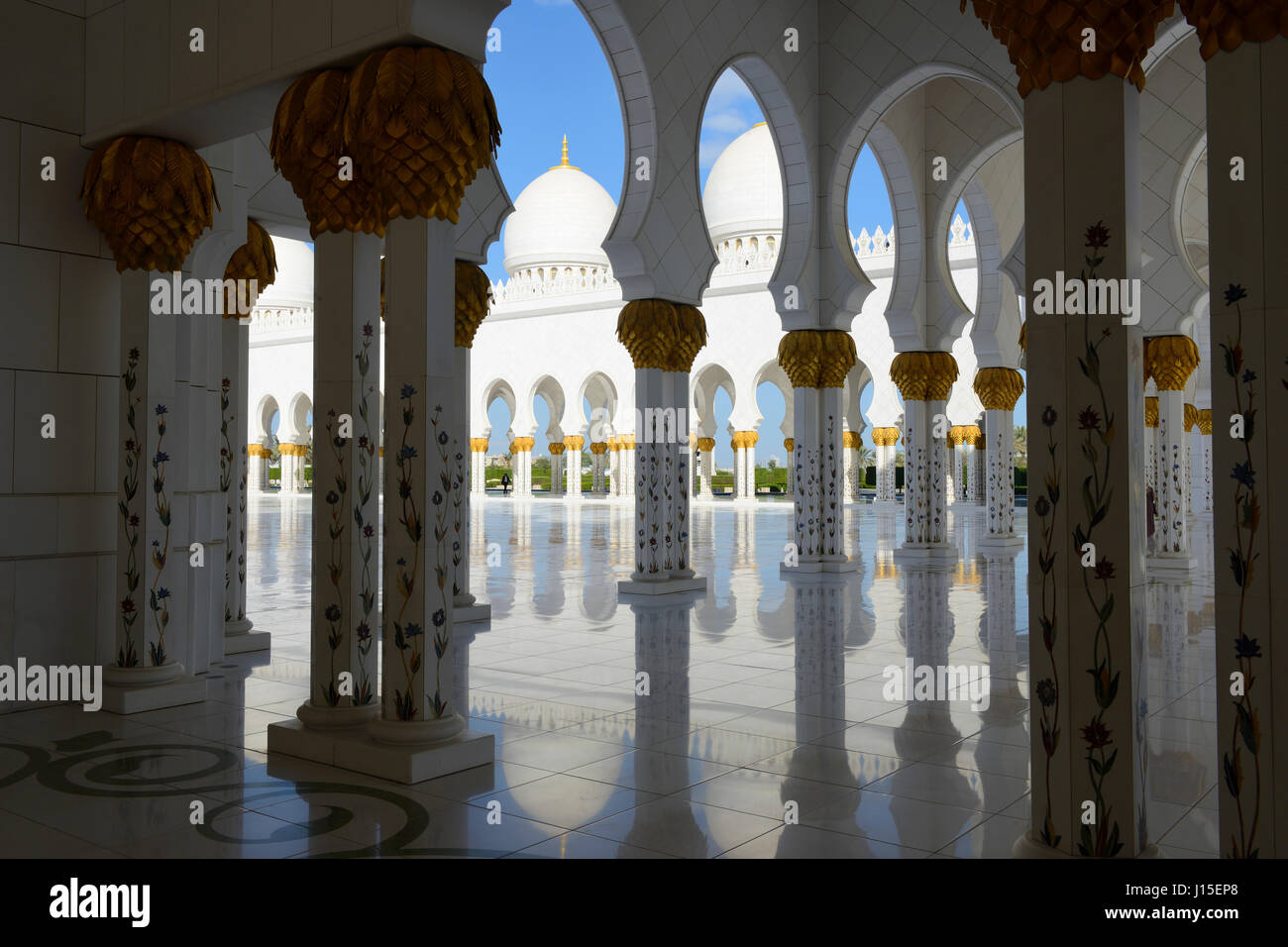 Sheikh Zayed Grande Moschea di Abu Dhabi, Emirati Arabi Uniti, Medio Oriente Foto Stock