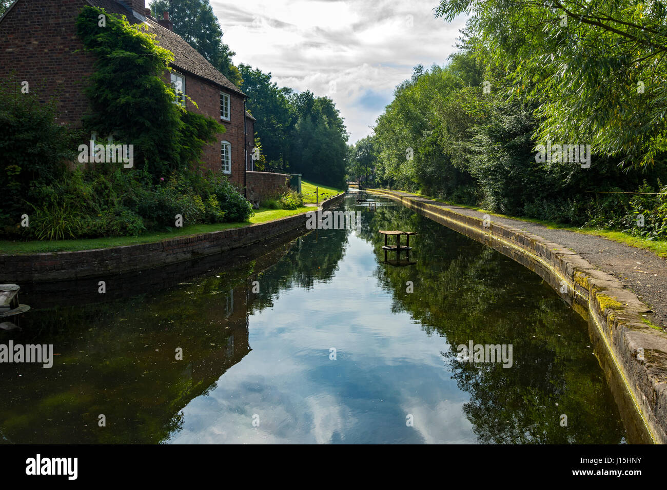 Il Coalport Canal, parte dell'Shropshire Canal, Coalport, Shropshire, Inghilterra, Regno Unito. Foto Stock