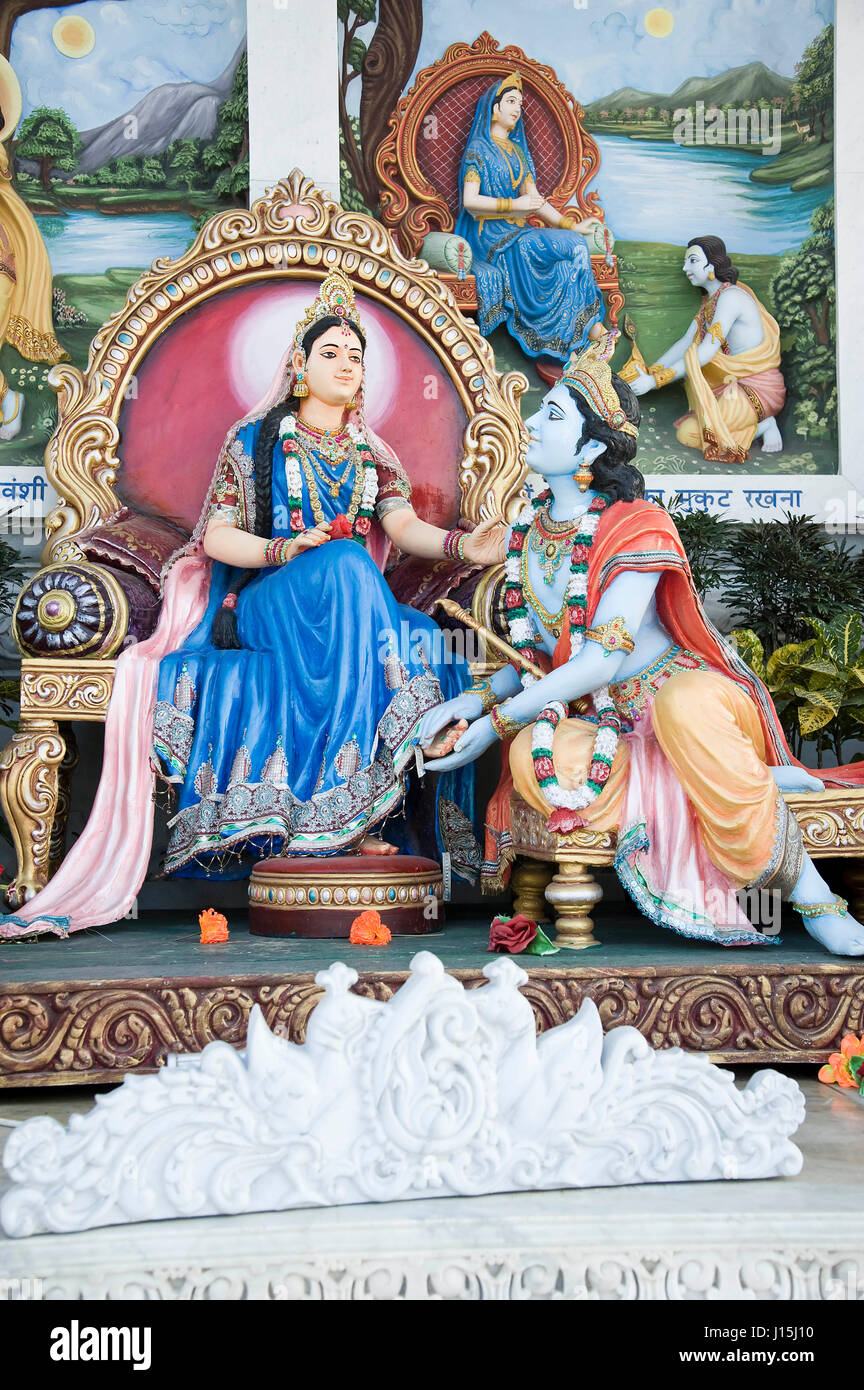 Radha krishna statua nel tempio prem, Uttar Pradesh, India, Asia Foto Stock