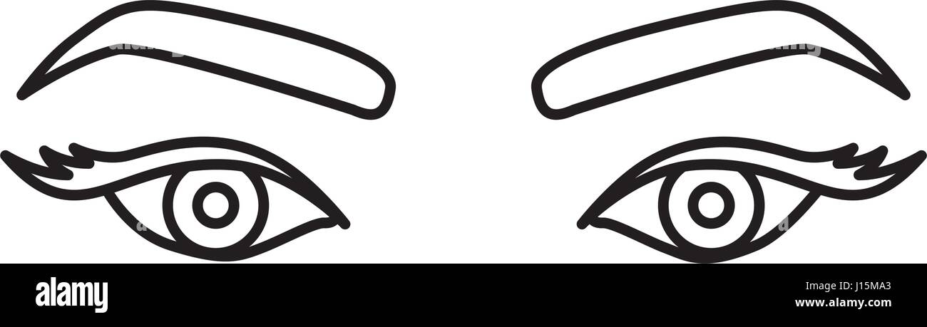 Disegno di silhouette di donna di guardare con occhi espressivi Illustrazione Vettoriale