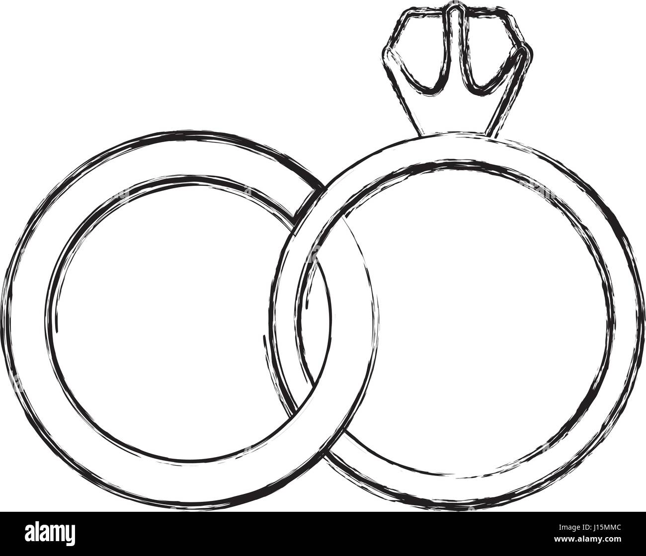 Disegno monocromatico contorno di anelli di nozze Immagine e Vettoriale -  Alamy